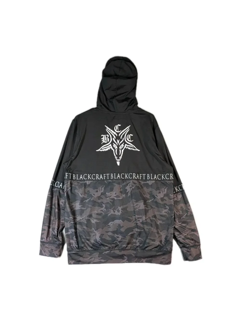 BlackCraft Mens XL Black Camo Full Zip Hoodie Goth Occult Streetwear Skull - Picture 2 of 11